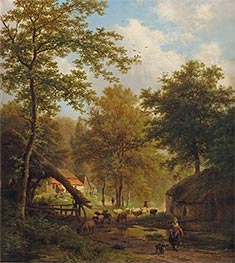 Barend Cornelius Koekkoek | A Wooded Landscape with Shepherds | Giclée Canvas Print
