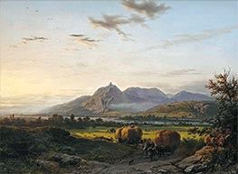 Barend Cornelius Koekkoek | Harvest Month in the Rhine-Valley near Nonnenwerth with a View of the Siebengebirge, Germany | Giclée Canvas Print