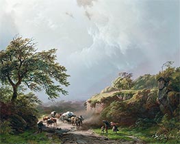 Der Sturm, 1840 von Barend Cornelius Koekkoek | Leinwand Kunstdruck