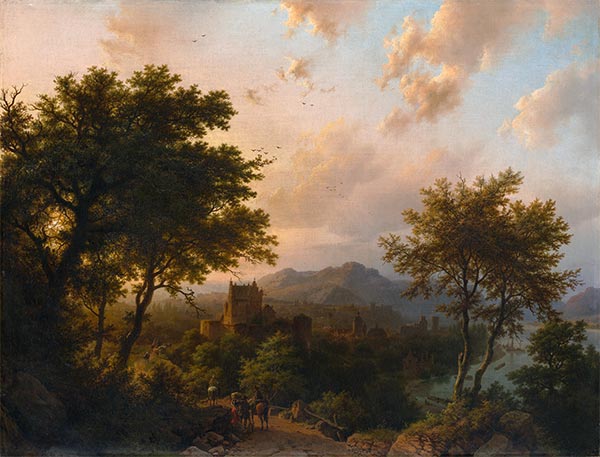 Sunset on the Rhine, 1853 | Barend Cornelius Koekkoek | Giclée Canvas Print