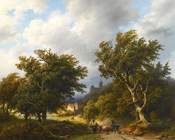 Sommerlandschaft. Der Windstoß, 1855 | Barend Cornelius Koekkoek | Giclée Leinwand Kunstdruck
