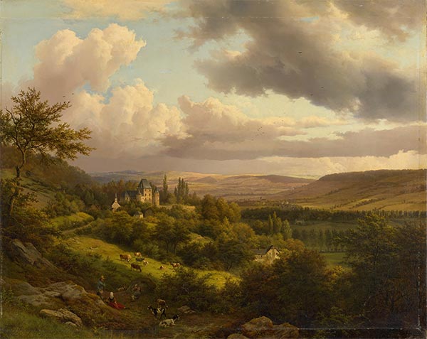 Luxemburgische Landschaft mit Blick auf Schloss Berg, 1846 | Barend Cornelius Koekkoek | Giclée Leinwand Kunstdruck