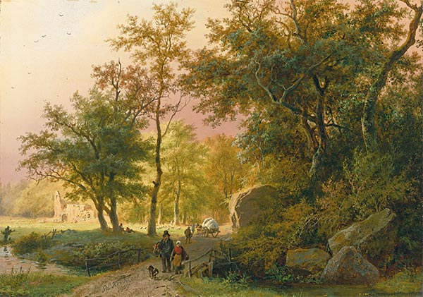 Travellers on a Road, 1849 | Barend Cornelius Koekkoek | Giclée Canvas Print