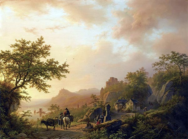 Barend Cornelius Koekkoek | An Extensive Summer Landscape with Travellers on a Path, 1848 | Giclée Canvas Print