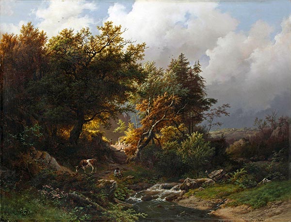 Barend Cornelius Koekkoek | Sonnenbeschienener Wald nach Sturm, 1848 | Giclée Leinwand Kunstdruck