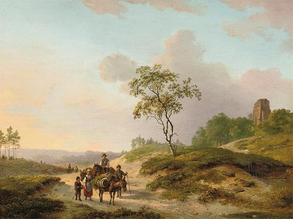 Landscape with Figures on a Roadway in the County of Gelderland, n.d. | Barend Cornelius Koekkoek