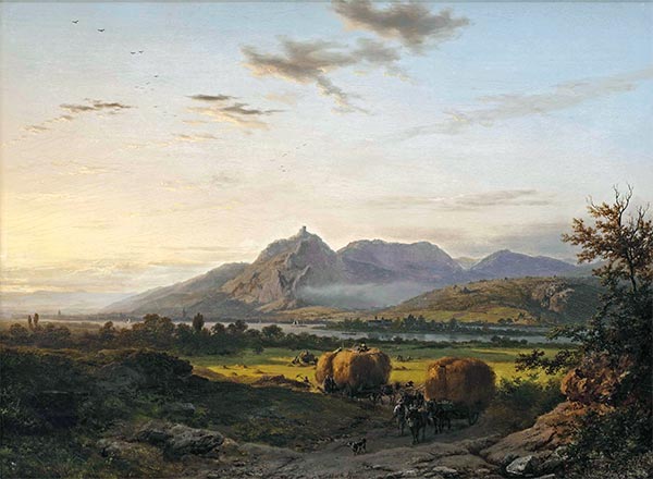 Barend Cornelius Koekkoek | Harvest Month in the Rhine-Valley near Nonnenwerth with a View of the Siebengebirge, Germany, 1851 | Giclée Canvas Print