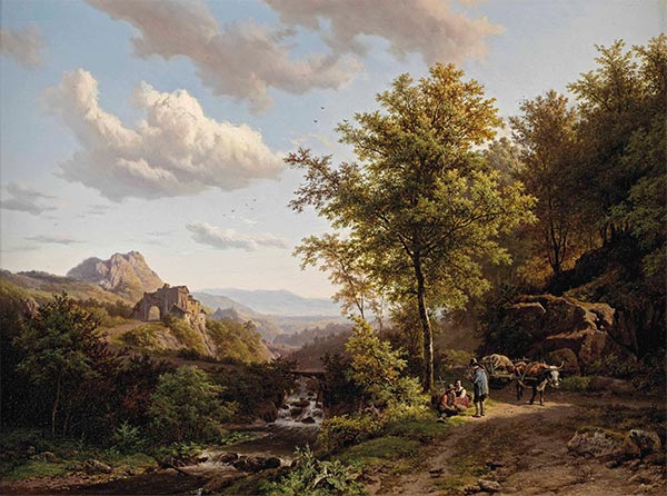 A Summer Landscape with Figures Resting near a Stream, 1843 | Barend Cornelius Koekkoek | Giclée Canvas Print