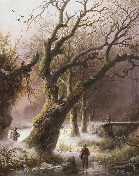 A Winter Landscape with Wood Gatherers near a Large Oak, 1846 | Barend Cornelius Koekkoek | Giclée Canvas Print