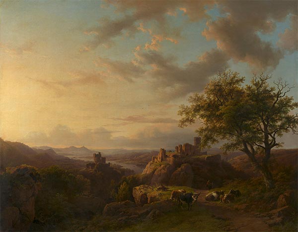 Barend Cornelius Koekkoek | Evening Landscape, 1844 | Giclée Canvas Print