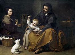 The Holy Family with a Little Bird, c.1650 by Murillo | Canvas Print