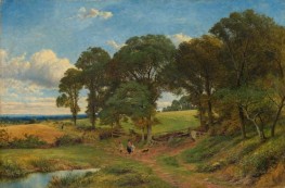 Auf den Feldern, 1863 von Benjamin Williams Leader | Giclée Leinwand-Kunstdruck