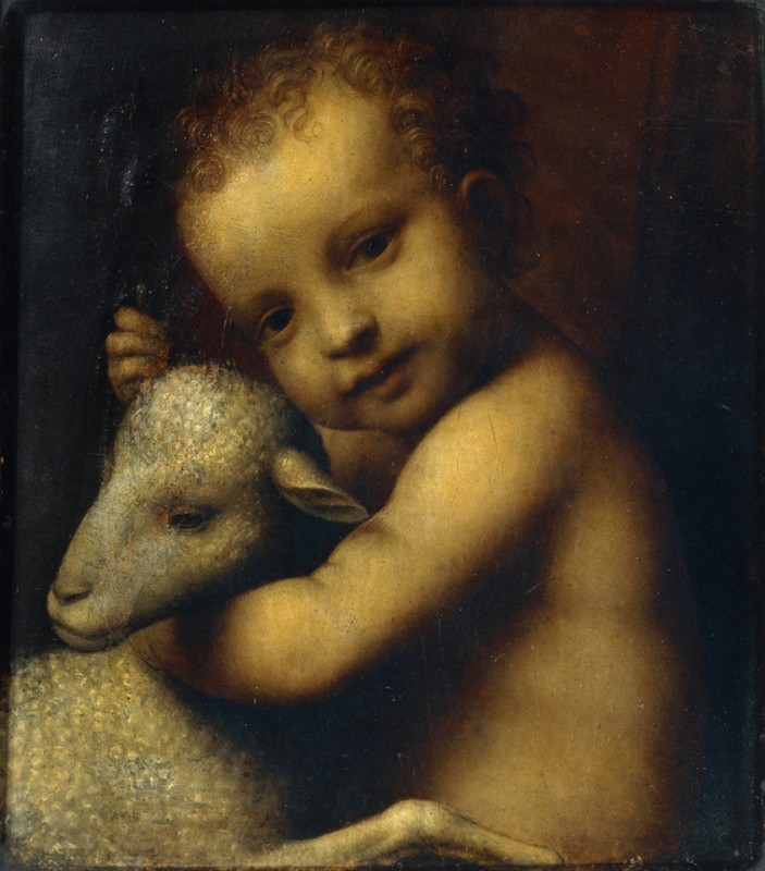 Das Jesuskind mit einem Lamm, 1525 | Bernardino Luini | Giclée Leinwand-Kunstdruck