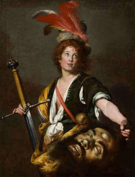 David mit dem Kopf des Goliaths, c.1636 | Bernardo Strozzi | Giclée Leinwand Kunstdruck