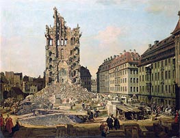 Die Ruinen der Kreuzkirche, Dresden, c.1765/67 von Bernardo Bellotto | Leinwand Kunstdruck