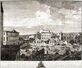 View of the Ruins of the Suburbs of Dresden, 1766 von Bernardo Bellotto | Papier-Kunstdruck