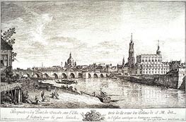 View from the Bridge of Dresden on the Elbe, 1749 von Bernardo Bellotto | Papier-Kunstdruck