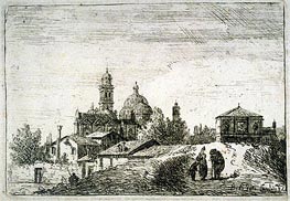 A View of Padua with a Gateway and a Domed Church, c.1740 von Bernardo Bellotto | Papier-Kunstdruck