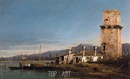 Capriccio mit dem Turm von Malghera, c.1743/44 von Bernardo Bellotto | Leinwand Kunstdruck