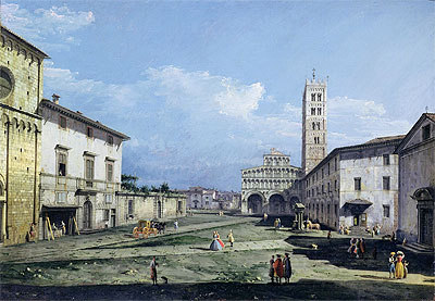 The Piazza San Martino and The Duomo, c.1747 | Bernardo Bellotto | Giclée Leinwand Kunstdruck