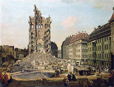 Die Ruinen der Kreuzkirche, Dresden, c.1765/67 | Bernardo Bellotto | Giclée Leinwand Kunstdruck