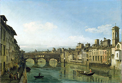 The Arno in Florence with the Ponte Vecchio, c.1745 | Bernardo Bellotto | Giclée Canvas Print