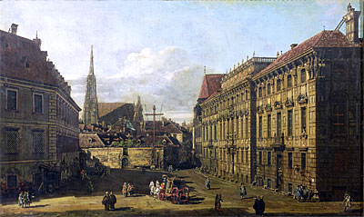 A view of the Lobkowicz Palace in Vienna, c.1760/67 | Bernardo Bellotto | Giclée Leinwand Kunstdruck