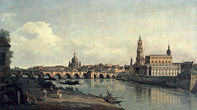 Dresden from the Right Bank of the Elbe below the Augustusbrucke, c.1751/53 | Bernardo Bellotto | Giclée Leinwand Kunstdruck