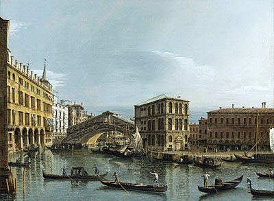 Venice: View of the Grand Canal with the Rialto Bridge, c.1740 | Bernardo Bellotto | Giclée Canvas Print