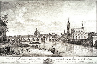 View from the Bridge of Dresden on the Elbe, 1749 | Bernardo Bellotto | Giclée Paper Print