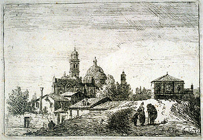 A View of Padua with a Gateway and a Domed Church, c.1740 | Bernardo Bellotto | Giclée Paper Print