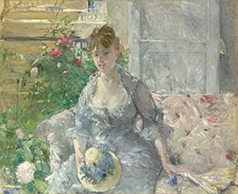 Young Woman Seated on a Sofa, c.1879 by Berthe Morisot | Canvas Print