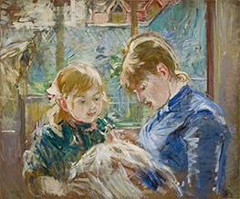 Die Tochter des Künstlers, Julie, mit ihrem Kindermädchen, c.1884 von Berthe Morisot | Leinwand Kunstdruck