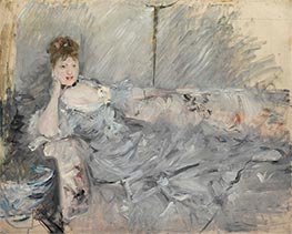 Junge Frau in grauer Liege, 1879 von Berthe Morisot | Leinwand Kunstdruck