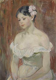 Young Girl in a Low Cut Dress with a Flower in Her Hair | Berthe Morisot | Painting Reproduction