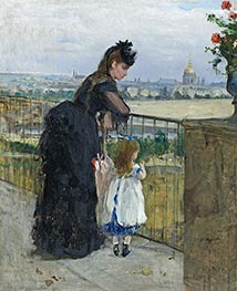 Frau und Kind auf Balkon, 1872 von Berthe Morisot | Leinwand Kunstdruck