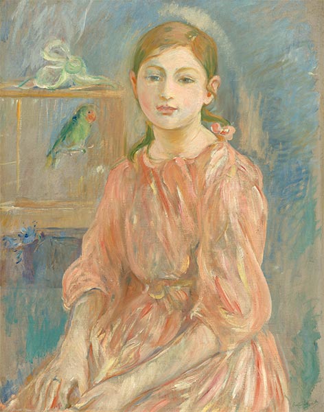 Die Tochter des Künstlers mit Sittich, 1890 | Berthe Morisot | Giclée Leinwand Kunstdruck