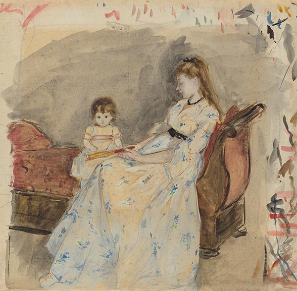Die Schwester der Künstlerin, Edma, mit ihrer Tochter Jeanne, 1872 | Berthe Morisot | Giclée Papier-Kunstdruck