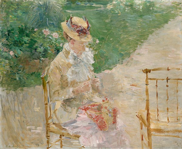 Junge Frau stricken, c.1883 | Berthe Morisot | Giclée Leinwand Kunstdruck