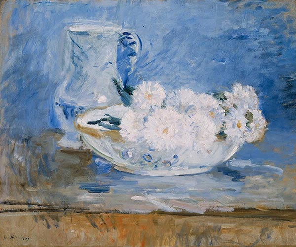 Berthe Morisot | Weiße Blumen in Schüssel, 1885 | Giclée Leinwand Kunstdruck