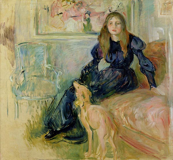 Julie Manet und ihr Hund Laërte, 1893 | Berthe Morisot | Giclée Leinwand Kunstdruck