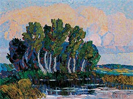 Twilight: Cottonwood Grove and Pond, 1922 von Birger Sandzén | Leinwand Kunstdruck