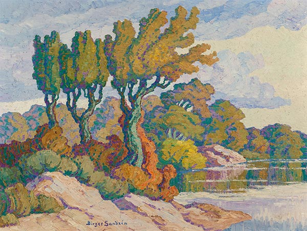 Früher Herbst, Smoky Hill River, Kansas, 1940 von Birger Sandzén | Giclée Leinwand-Kunstdruck