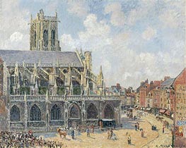 The Church of St Jacques in Dieppe, Morning Sun | Pissarro | Painting Reproduction