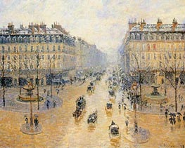 Avenue de l'Opera - Snow Effect | Pissarro | Painting Reproduction
