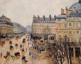 Place du Theatre Francais - Rain Effect | Pissarro | Painting Reproduction