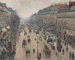 Boulevard Montmartre, Morning, Cloudy Weather | Pissarro | Painting Reproduction