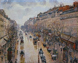 The Boulevard Montmartre, Afternoon, in the Rain, 1897 by Pissarro | Canvas Print
