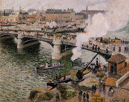 Die Boieldieu-Brücke in Rouen - feuchtes Wetter | Pissarro | Gemälde Reproduktion