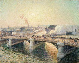 Die Boieldieu-Brücke, Rouen - Sonnenuntergang, 1896 von Pissarro | Leinwand Kunstdruck